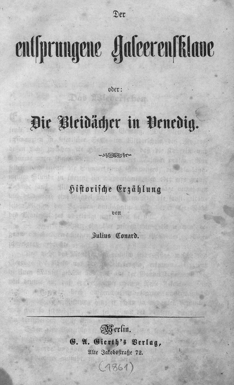 Lot 2078, Auction 127, Conard, Julius, Der entsprungene Galeerensklave