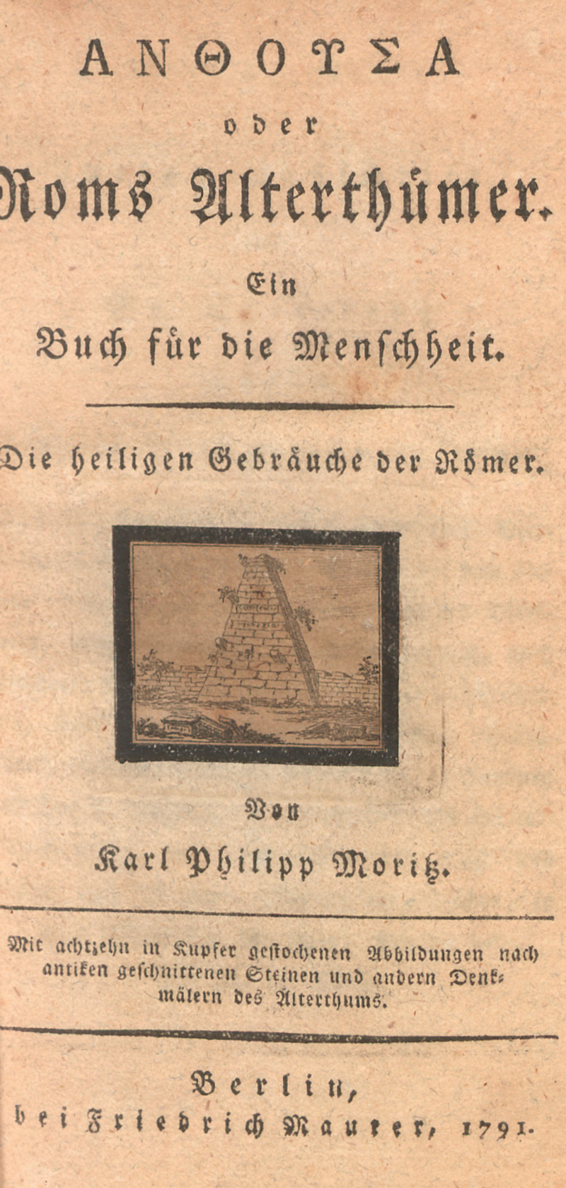 Lot 2127, Auction 127, Moritz, Karl Philipp, Anthousa oder Roms Alterthümer