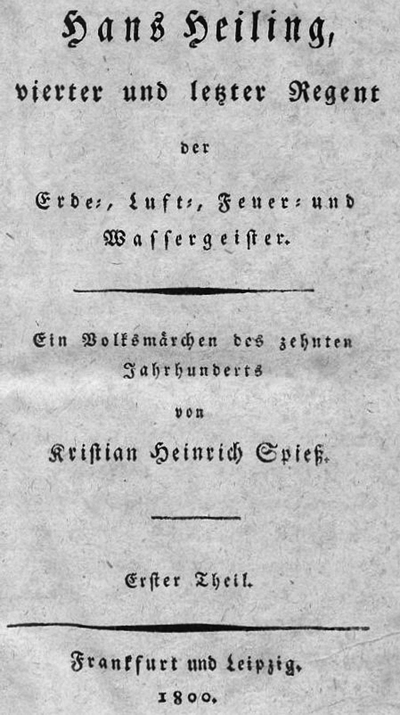 Lot 2155, Auction 127, Spieß, Christian Heinrich, Hans Heiling, vierter und letzter Regent der Erde-, Luft-, Feuer- und Wassergeister