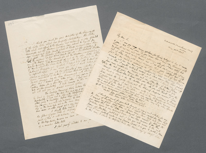 Lot 2549, Auction 127, Wright, Thomas, 2 Briefe an Stephan Ladislaus Endlicher. 1836-1838