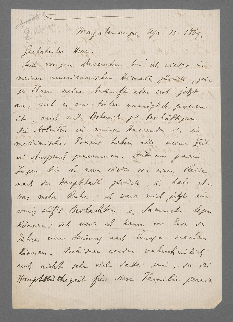 Lot 2553, Auction 127, Bernoulli, Carl Gustav, Brief an Eugen v. Halacsy. Guatemala 1869.