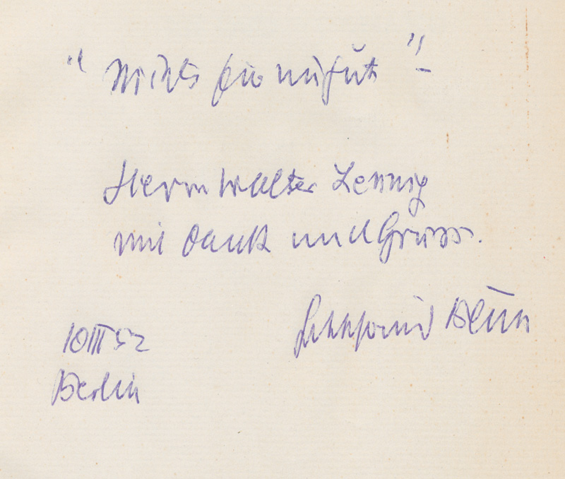 Lot 3029, Auction 127, Benn, Gottfried, Die Stimme hinter dem Vorhang