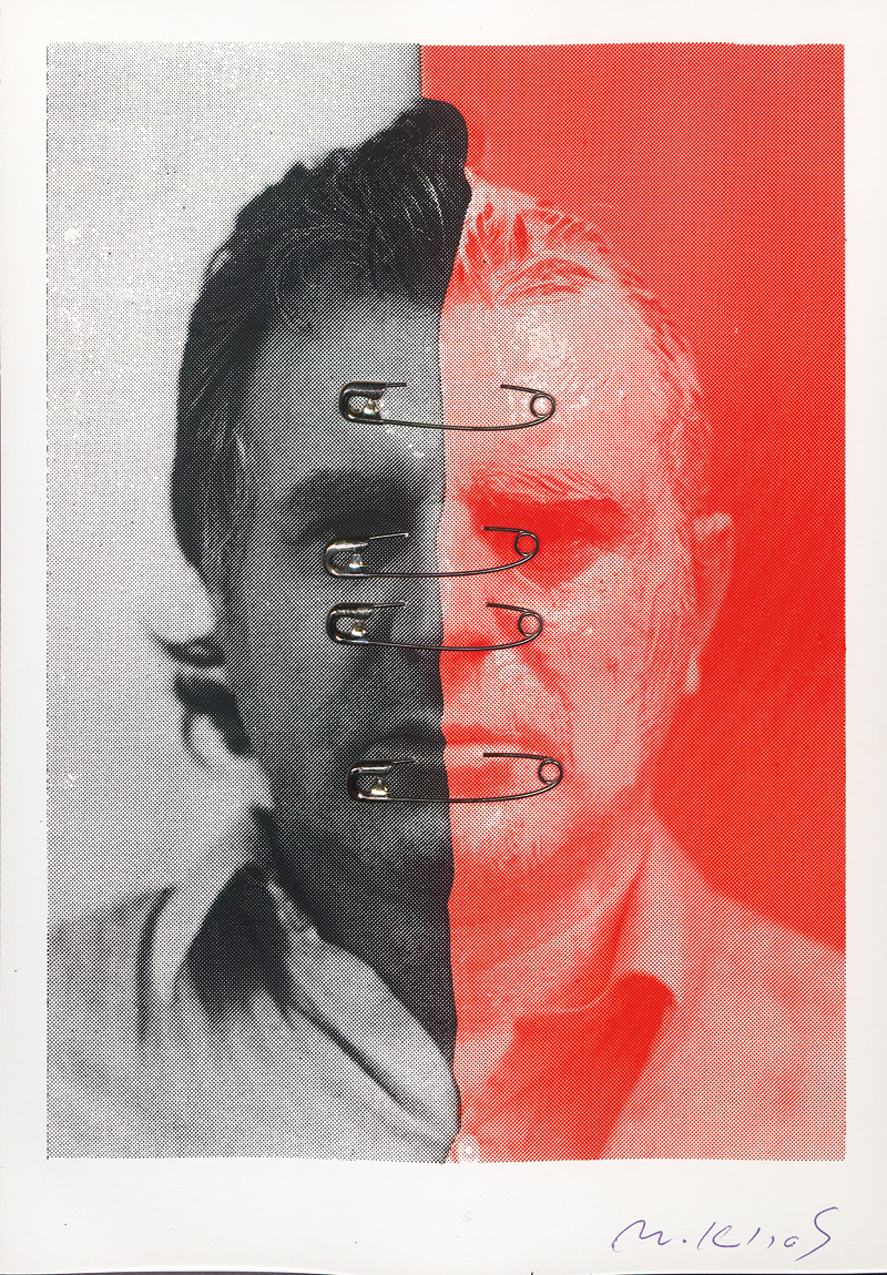 Lot 3186, Auction  127, Knížák, Milan, "Ohne Titel". Original-Siebdruck in Rot und Schwarz, mit 4 durchstochenen Sicherheitsnadeln